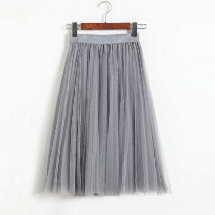 Pleated Midi Skirt Summer Ladies Casual Slim Beach..