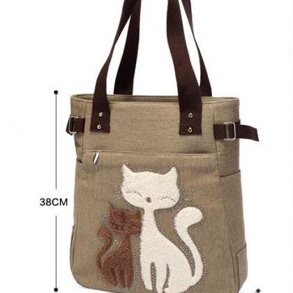 Fashion Women Handbag Cute Cat Tote Bag Lady..