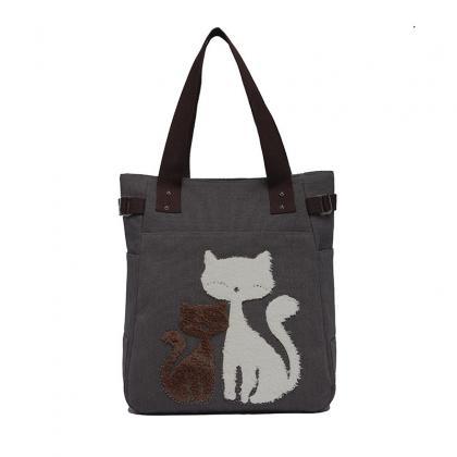 Fashion Women Handbag Cute Cat Tote..