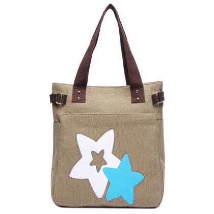 Fashion Women Star Pattern Canvas Shoulder Bag -..