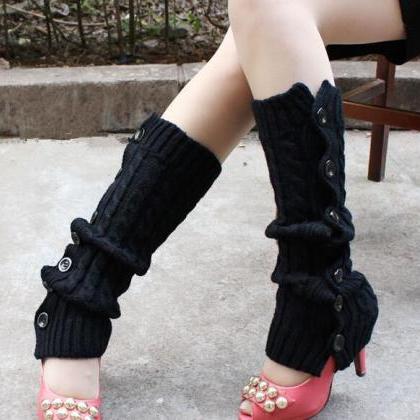 Winter Knitted Leg Warmers Accessor..