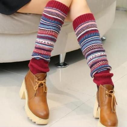 Women Ladies Winter Long Socks Knit Crochet..