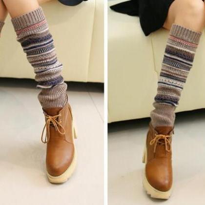 Women Ladies Winter Long Socks Knit Crochet..