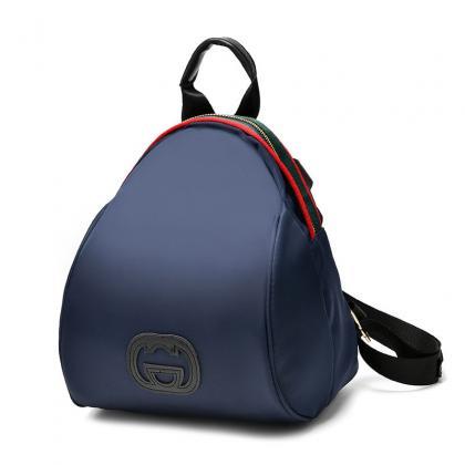 Women Nylon Mini Backpack Shoulder Bag - Dark Blue