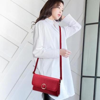 Fashion Women Mini Shoulder Bag - Wine Red