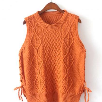 Design Women Short Pullover Knit Vest Tops -..