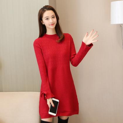 Women Long Sleeve Sweater Dress Casual Loose Long..