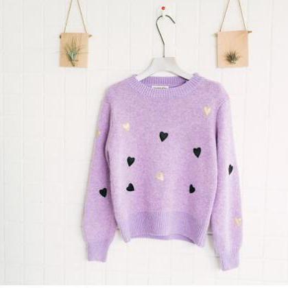 Women Fashion Winter Autumn Heart Sweater Candy..