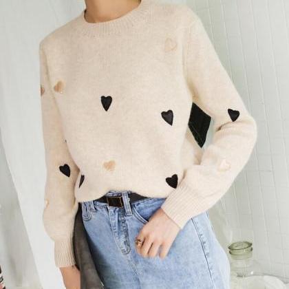 Women Fashion Winter Autumn Heart Sweater Candy..