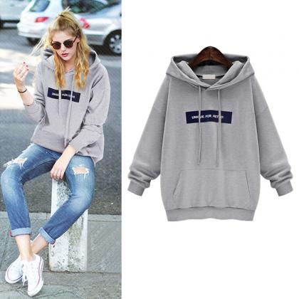 Loose Autumn Women Casual Long Sleeved Hooded..