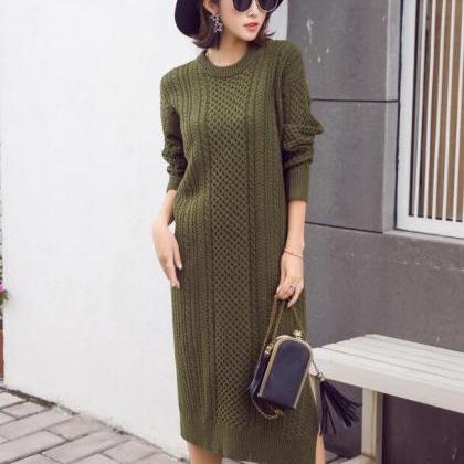 Amy Green Long Loose Autumn Women Knitted Sweater..