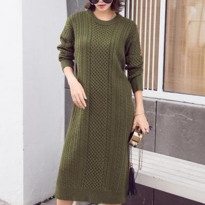 Amy Green Long Loose Autumn Women Knitted Sweater..