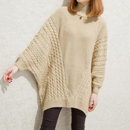 Women Long Batwing Sleeve Loose Sweater Pullover..