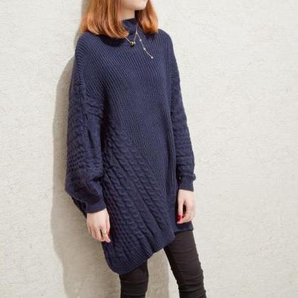Women Long Batwing Sleeve Loose Sweater Pullover..