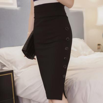 Plus Size Fashion Women Skirt Midi Skirt Slim Ol..