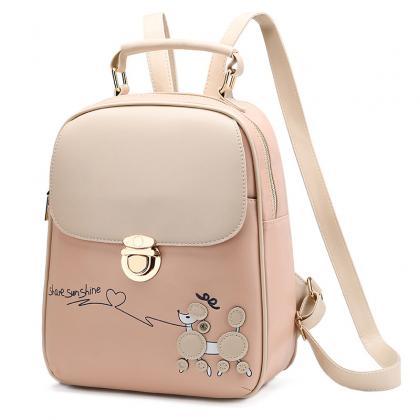 Cute Pu Leather Backpacks For Women - Pink
