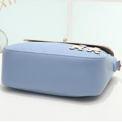 Sweet Pu Leather Handbag Shoulder Bag - Blue