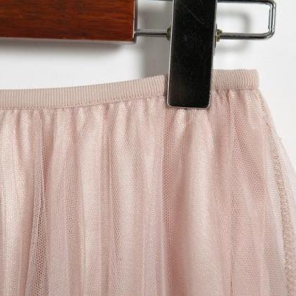 Elegant Beading High Waist Skirt - Beige