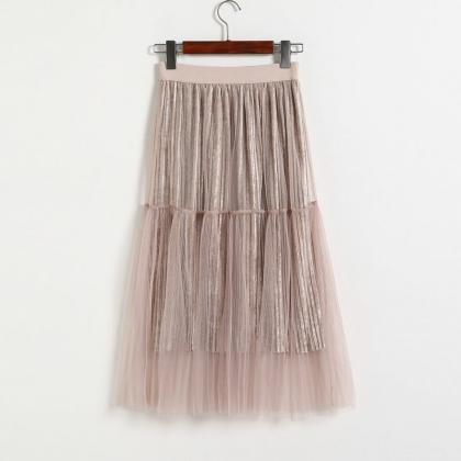 Fashion Women Casual Gauze A Line Skirt - Light..