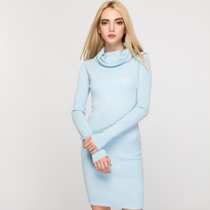 Stylish Knitted Long Sleeve Bodycon Sweater Dress..