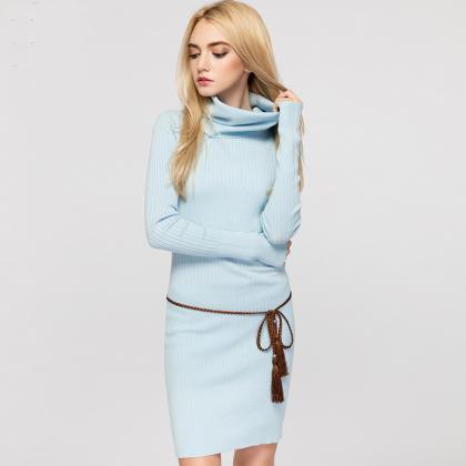Stylish Knitted Long Sleeve Bodycon Sweater Dress..