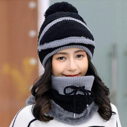 Fashion Winter Hedging Cap Scarf Suit Knit Hats -..