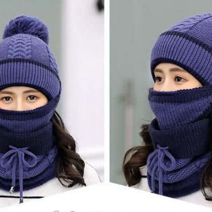 Fashion Winter Hedging Cap Scarf Suit Knit Hats -..
