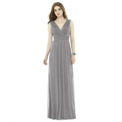 A-line V Neck Women Pleated Formal Bridesmaid..