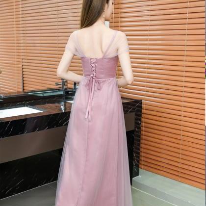 Pink Long Bridesmaid Dress Sweetheart Tulle..