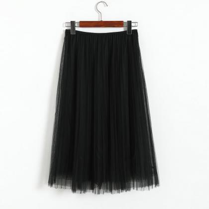 Women Elegant Gauze Beaded High-waisted Skirt -..