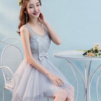 Mini Bow Sleeveless Bridesmaid Party Dress