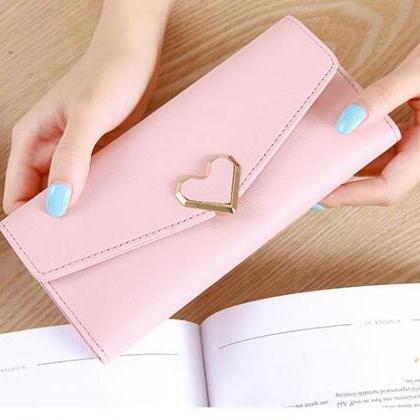 Heart Shaped Wallet Pu Leather Card Holder Women..