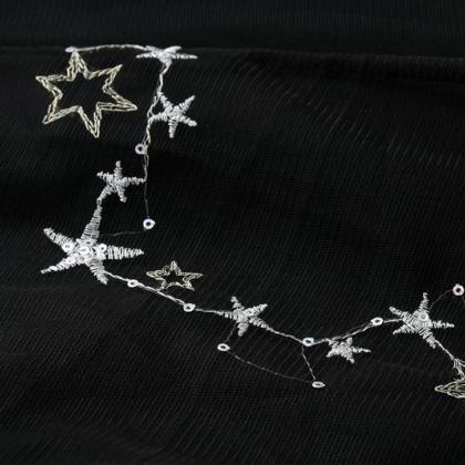 Star Pattern Women Midi Skirt - Black