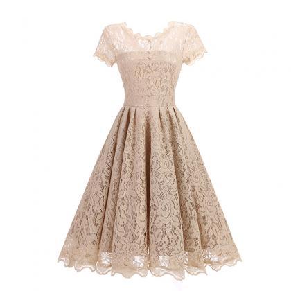 Arrive O-neck Solid Short Sleeve Lace Hollow..