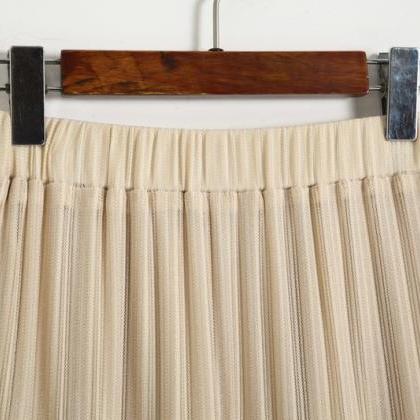 Women Pleated A-line Skirt - Beige
