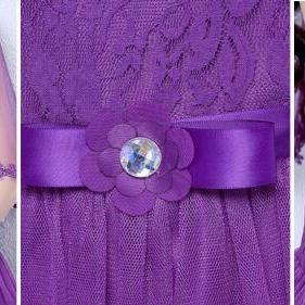 Purple Color One Shoulder Long Bridesmaid Prom..