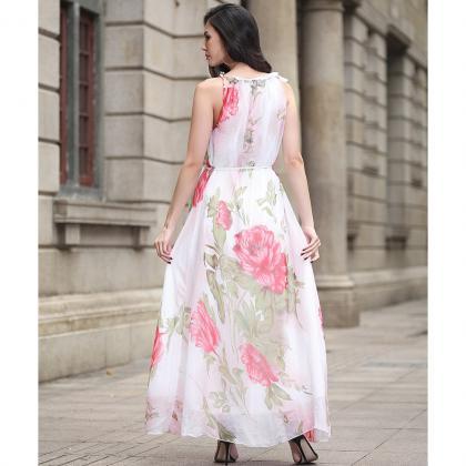 Fashion Women Halter Neck Printed Long Maxi Dress..