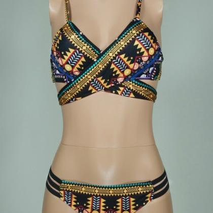 Fashion African Tribal Print Push Up Bikini Sets..