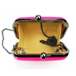 Candy Colored Leather Clutch Bag-rose
