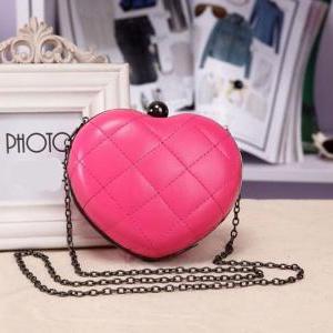 Cute Fashion Chain Mini Lingge Heart Bags Clutch..