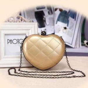 Cute Fashion Chain Mini Lingge Heart Bags Clutch..
