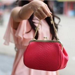 Fashion Crocodile Bags Clutch Handbag-rose