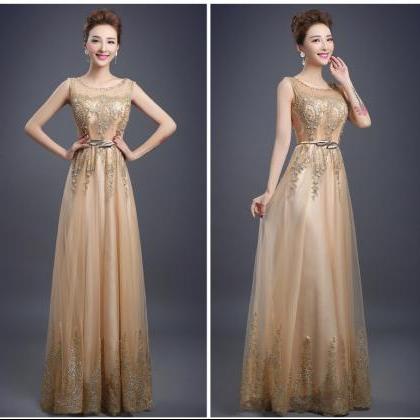 Tulle Lace Evening Dress Long Beading Formal Gown..