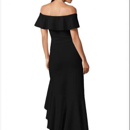 High Quality Off Shoulder Long Dress - Black