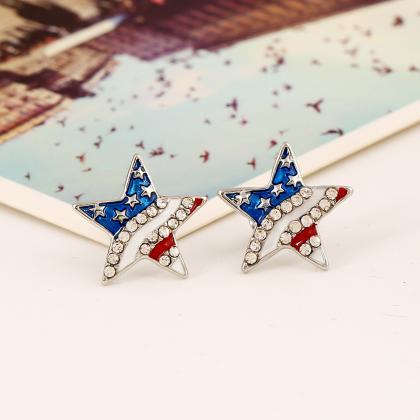 Rhinestone Embellished Star Shape Design Earrings