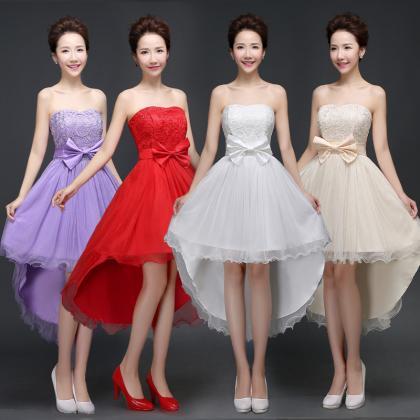 Nice Strapless Bridesmaid Wedding Dress 4 Colors