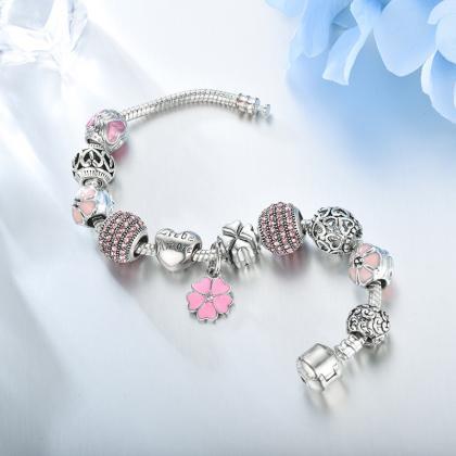 Flower Crystal Charm Bracelet