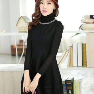 Fashion Sleeveless Vest Ball Gown Dress - Black