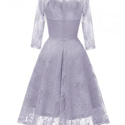 Style O Neck Half Sleeveless Lace Paty Dress -..