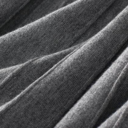 Knitted Medium And Long Skirt - Grey